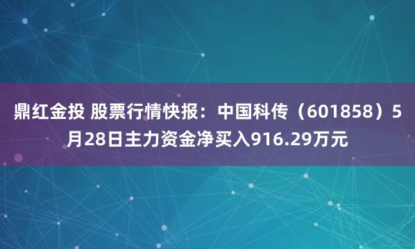 鼎红金投 股票行情快报：中国科传（601858）5月28日主力资金净买入916.29万元