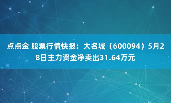 点点金 股票行情快报：大名城（600094）5月28日主力资金净卖出31.64万元